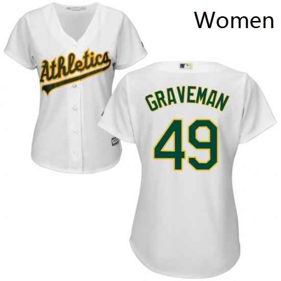 Womens Majestic Oakland Athletics 49 Kendall Graveman Authentic White Home Cool Base MLB Jersey